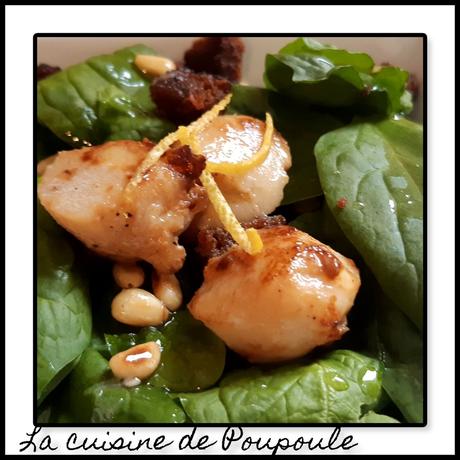 Salade d’épinard aux noix de St Jacques et citron