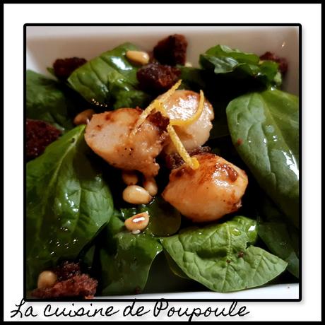 Salade d’épinard aux noix de St Jacques et citron