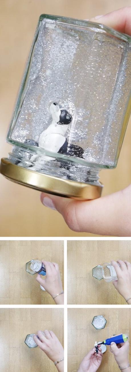 recycler des pots en verre boule à neige diy chien blog déco clem around the corner