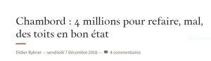 A propos des « restitutions » souhaitées par Monsieur Macron… et les travaux de Chambord..