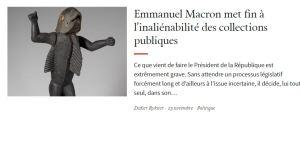 A propos des « restitutions » souhaitées par Monsieur Macron… et les travaux de Chambord..