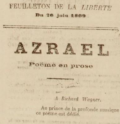 Le 26 juin 1869, Villiers de l'Isle-Adam dédiait son Azrael à Richard Wagner