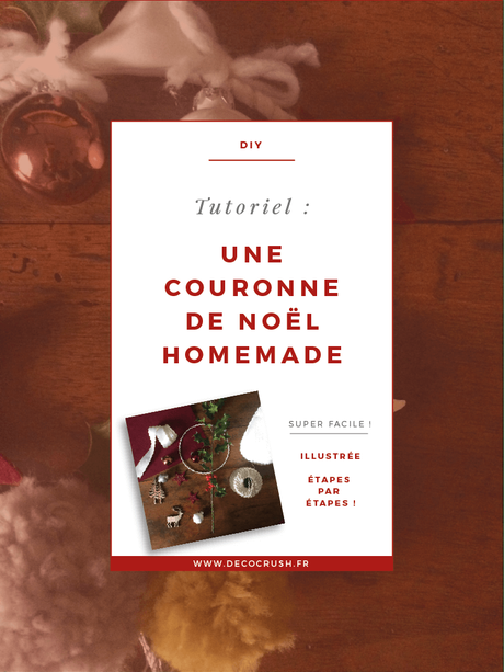 Mini Couronne de Noël DIY par Eline &  Laines sur www.decocrush.fr