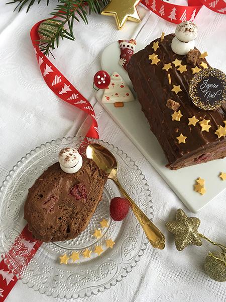Buche de Noël chocolat et framboises
