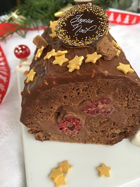 Buche de Noël chocolat et framboises