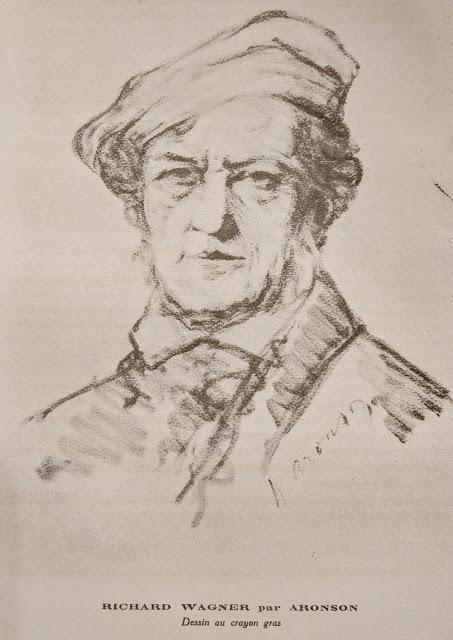 Richard Wagner par le sculpteur Naoum Aronson, dessin au crayon gras