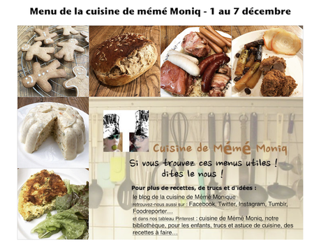 menus du 8 au 14 décembre dans la cuisine de mémé Moniq