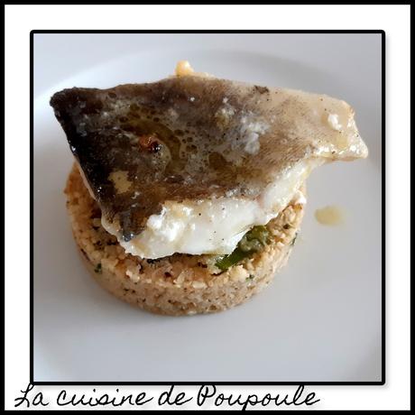 Dos de cabillaud, râpé de chou-fleur aux pignons et à l'estragon