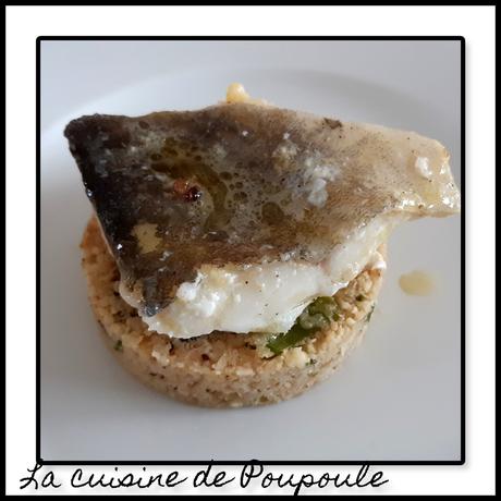 Dos de cabillaud, râpé de chou-fleur aux pignons et à l'estragon