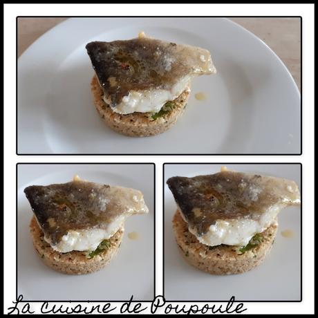 Dos de cabillaud, râpé de chou-fleur aux pignons et à l'estragon