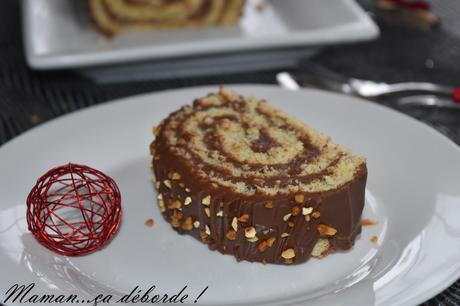Bûche roulée chocolat, noisette et praliné