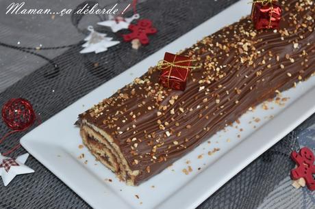 Bûche roulée chocolat, noisette et praliné