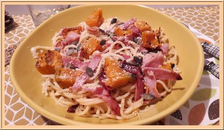 Spaghetti à la courge Shiatsu rôtie et Bacon