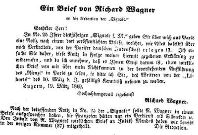Albert Wolff commentait dès avril 1869  'Le Judaïsme dans la musique' de Richard Wagner.