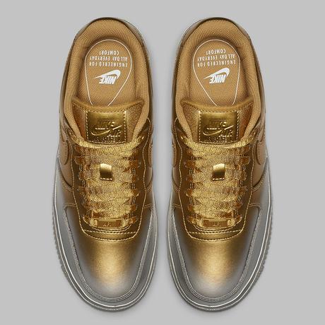 La Nike Air Force 1 mixe Gold et Silver