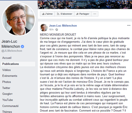 Où @JLMelenchon avoue « sa fascination » pour le #giletbrun @EricDrouetGJ ‏   #giletsjaunes #LFI #antisemitisme