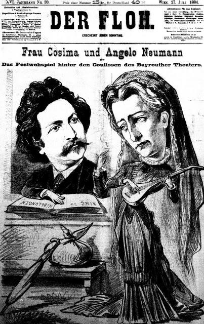 Karikatur - Frau Cosima und Angelo Neumann - Der Floh 27.07.1884.