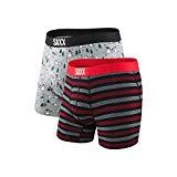 Saxx Underwear Men's Vibe Boxer Brief (2-Pack) Snowball Fight with Ballpark Pouch Small