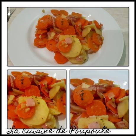 Poêlée de pomme de terre et carottes au bacon