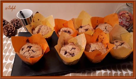 Muffins aux flocons d'avoine, sirop d'Erable et chocolat.