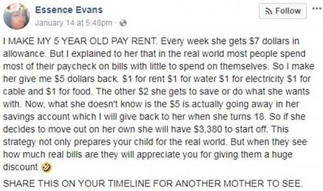 Cette mère oblige sa fille de 5 ans à payer le loyer pour lui apprendre une leçon d’argent