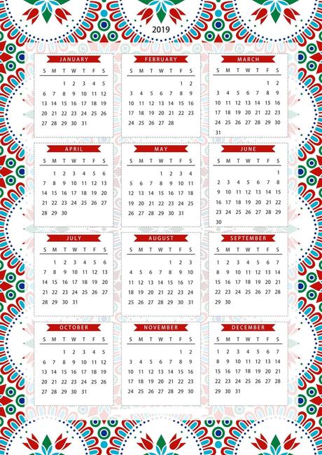 Calendriers annuels 2019 – 2019 yearly calendars