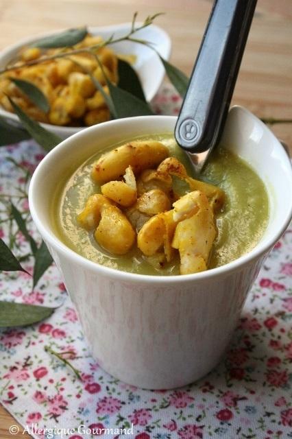 Velouté chou romanesco et haricots blancs épicés grillés { sans gluten, sans lait, sans oeufs }