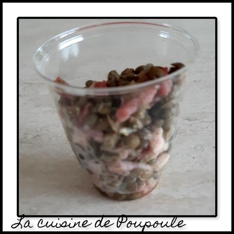 Verrines de lentilles aux lardons