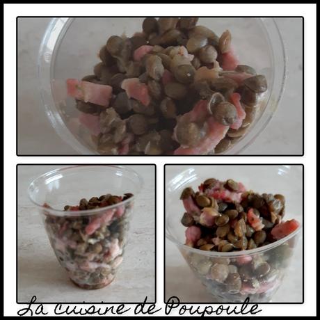 Verrines de lentilles aux lardons