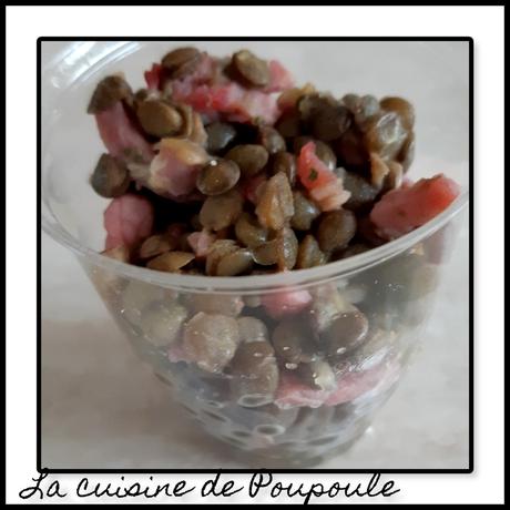 Verrines de lentilles aux lardons