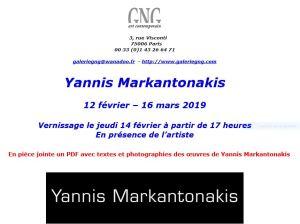 Galerie G N G  exposition Yannis MARKANTONAKIS  12 Février/16 Mars 2019