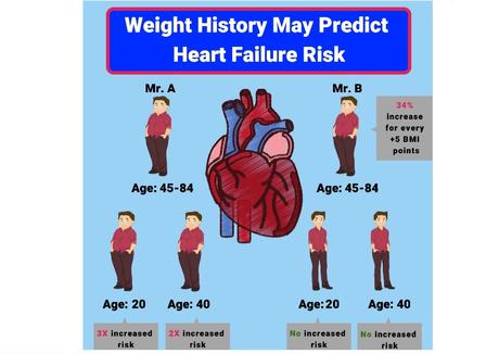 L’IMC à 20 et 40 ans prédit le risque d'insuffisance cardiaque