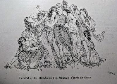 Parsifal et les filles-fleurs à la Monnaie, d'après un dessin (1914)