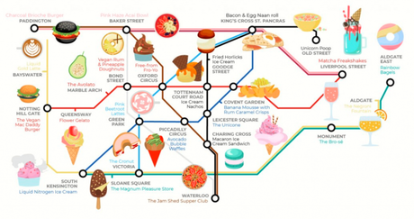 Insolite: la carte du métro à Londres avec ses tendances culinaires