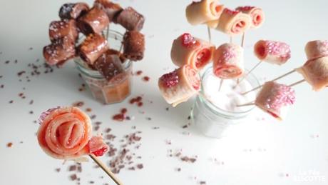 Sucette de crêpes roulées : Choco Kinder et Vanille fraise