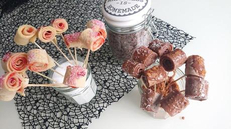 Sucette de crêpes roulées : Choco Kinder et Vanille fraise