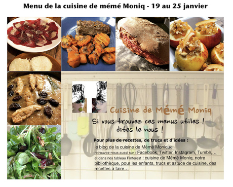 menus du 19 au 25 janvier dans la cuisine de mémé Moniq
