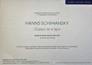 Galerie Jeanne Bucher Jaeger exposition Hanns Schimansky « L’espace de la ligne » 16/02 au 04/O5/2019