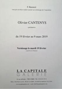 Galerie La Capitale  Olivier CANTENYS  19/02/ au 09/03/2019