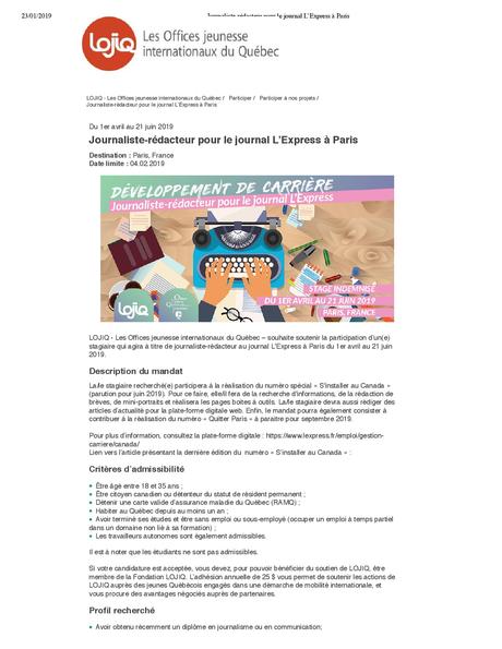 Journaliste-rédacteur pour le journal L’Express à Paris Journaliste-rédacteur pour le journal L’Express à Paris