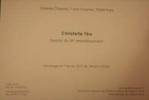 Galerie Chaptal –  7 Février 2019-Christelle TEA  dessins du IX me arrondissement