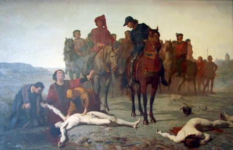Charles le Téméraire retrouvé après la bataille de Nancy. Peinture de Augustin Feyen-Perrin (1865)
