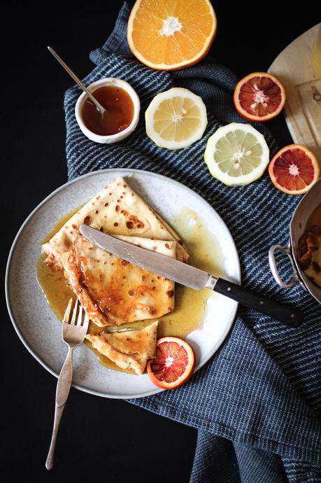 Crêpes façon Suzette au limoncello et à la mandarine Crêpes façon Suzette au limoncello et à la mandarine