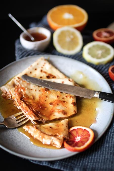 Crêpes façon Suzette au limoncello et à la mandarine Crêpes façon Suzette au limoncello et à la mandarine