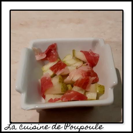 Cassolettes poires jambon ibérique Cassolettes poires jambon ibérique