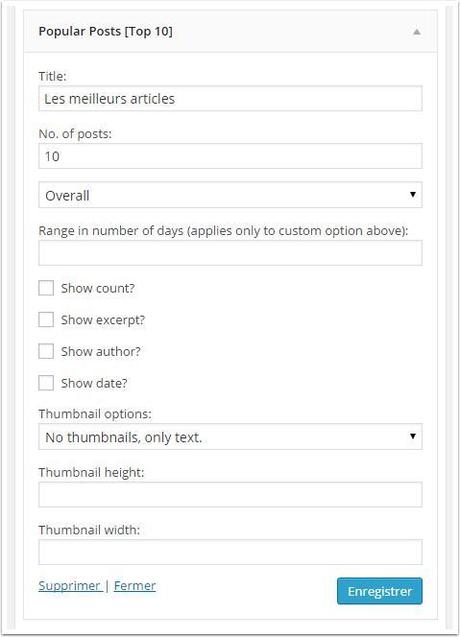 Comment afficher les meilleurs articles de votre blog avec le plugin Top 10 sur WordPress popular-post-widget-configuration