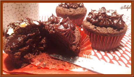 Cupcakes au chocolat et ganache choco-marron