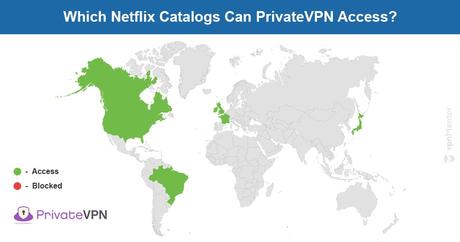 PrivateVPN Netflix map