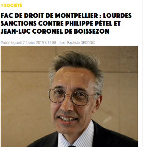le doyen facho de #Montpellier et Jean-Luc Coronel de Boissezon sanctionnés ?  Ma JOIE est immense