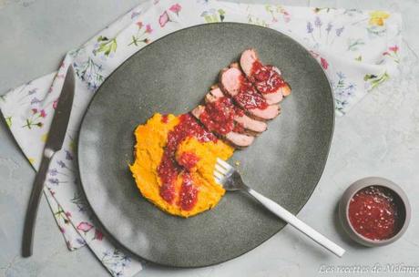 Idée de plat pour la Saint-Valentin: Magret de canard à la framboise et purée de patate douce